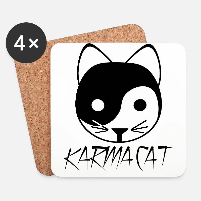 Karma Katze Ying Yang Geschenk Kätzchen Nirvana - Untersetzer (4er-Set) - Weiß