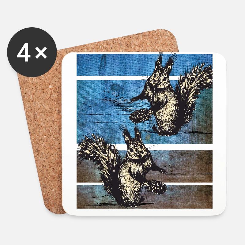 Squirrel retro - Coasters (set of 4) - white