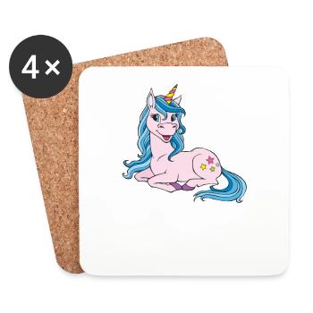 Einhorn - Untersetzer (4er-Set) - Weiß - Vorne