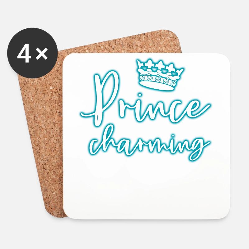 Glow Prince T-Shirt mit Glühen Krone Neon - Untersetzer (4er-Set) - Weiß