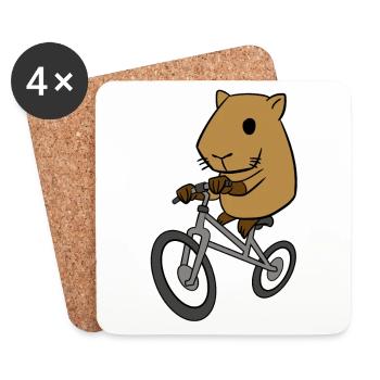 Capybara Riding Bicycle Drôle Rongeur Animal - Dessous de verre (lot de 4) - blanc - Devant