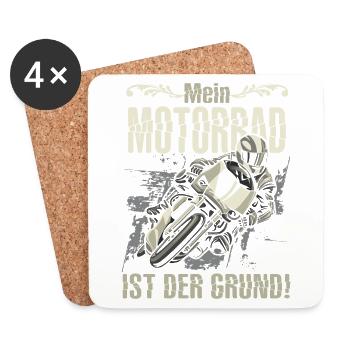 Motorrad Shirt · Superbike · Biker · Grund - Untersetzer (4er-Set) - Weiß - Vorne