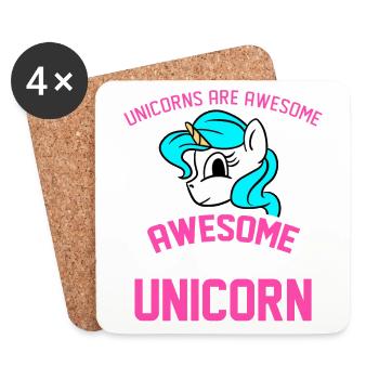Einhörner sind genial Ich bin fantastisch Ich bin Einhorn - Untersetzer (4er-Set) - Weiß - Vorne