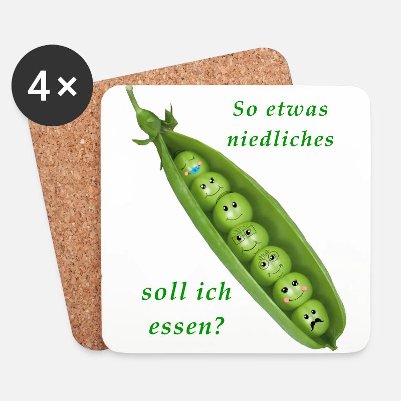 Erbsen isst man nicht - Untersetzer (4er-Set) - Weiß