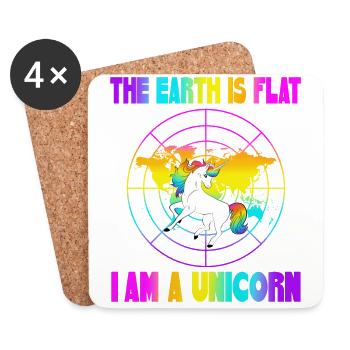 The earth is flat i am a Unicorn - Untersetzer (4er-Set) - Weiß - Vorne