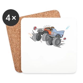 Cooles Monstertruck 4. Geburtstag Kinder Geschenk - Untersetzer (4er-Set) - Weiß - Vorne