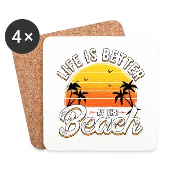 Vie plage cadeau idée cadeau sport été - Dessous de verre (lot de 4) - blanc - Devant