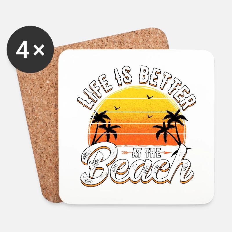 Life Beach Geschenk Geschenkidee Sport Sommer - Untersetzer (4er-Set) - Weiß
