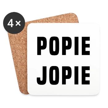 POPIE JOPIE (Lustiger Text) - Untersetzer (4er-Set) - Weiß - Vorne