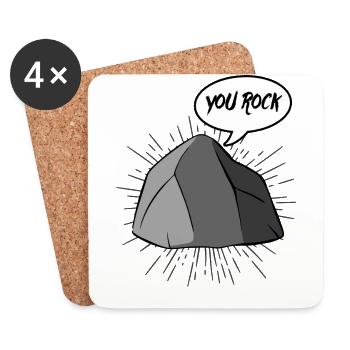 Fels You Rock Cooles Bild Geschenkidee Stein - Untersetzer (4er-Set) - Weiß - Vorne