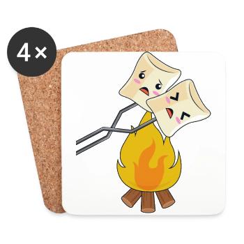 Marshmallows über dem Lagerfeuer / Pfadfinder - Untersetzer (4er-Set) - Weiß - Vorne