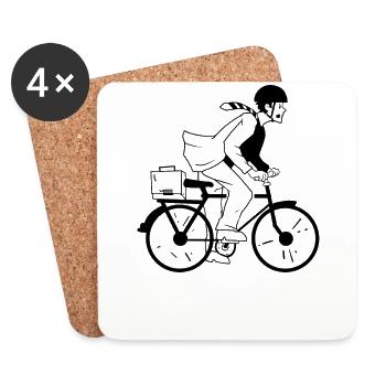 Bicycle Bike2Work Commuteer Pedal Gift Idea - Coasters (set of 4) - white - Front