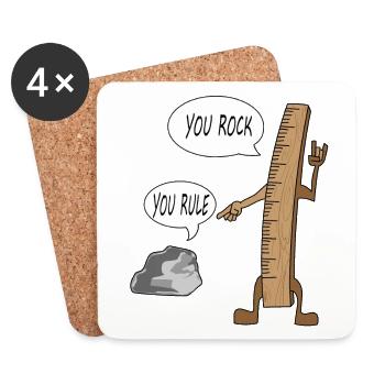 You Rule You Rock lustig Lehrer Geschenk - Untersetzer (4er-Set) - Weiß - Vorne