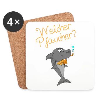 Quel plongeur de pêche requin plonger drôle - Dessous de verre (lot de 4) - blanc - Devant