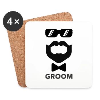 Bachelor Party Groom - Dessous de verre (lot de 4) - blanc - Devant