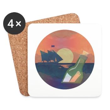Flaschenpost / Segelboot / Segeln - Untersetzer (4er-Set) - Weiß - Vorne