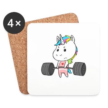 Einhorn Trainings Team Frauen Workout Gym Fitness - Untersetzer (4er-Set) - Weiß - Vorne