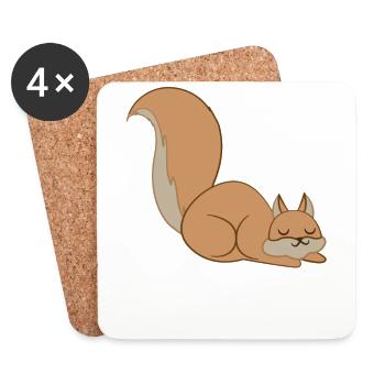 Eichhörnchen - Eichhörnchenfan - Schlafen - Untersetzer (4er-Set) - Weiß - Vorne