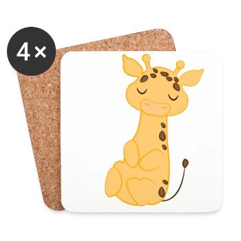 Giraffe - giraffes - giraffe fan - late riser - Coasters (set of 4) - white - Front