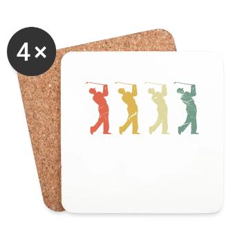 vintage Golfer retro Geschenk Polo - Untersetzer (4er-Set) - Weiß - Vorne