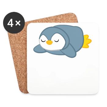 Pinguin - Pinguine - Pinguinmotiv - Schlafen - Untersetzer (4er-Set) - Weiß - Vorne