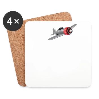 Flugzeug Herzschlag Pilot Fliegen EKG Geschenk - Untersetzer (4er-Set) - Weiß - Vorne