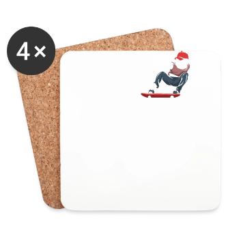 Herzschlag Skater Skateboard EKG Geschenk - Untersetzer (4er-Set) - Weiß - Vorne