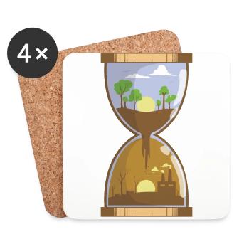 Sanduhr / Umweltverschmutzung / Naturschutz - Untersetzer (4er-Set) - Weiß - Vorne