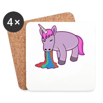 Gay, fierté, licorne, arc-en-ciel, gay, lesbienne - Dessous de verre (lot de 4) - blanc - Devant