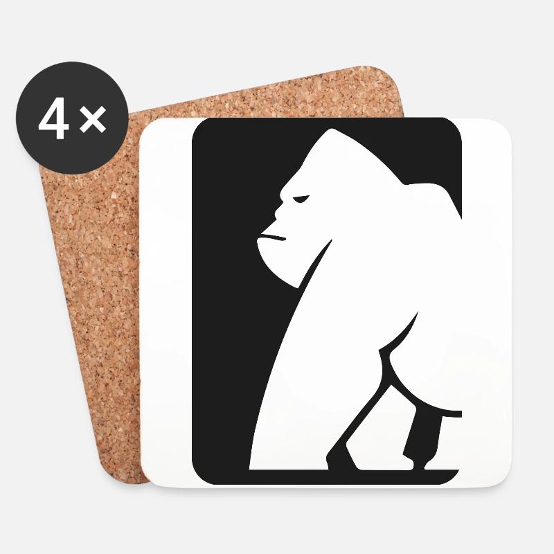 Gorilla - Untersetzer (4er-Set) - Weiß