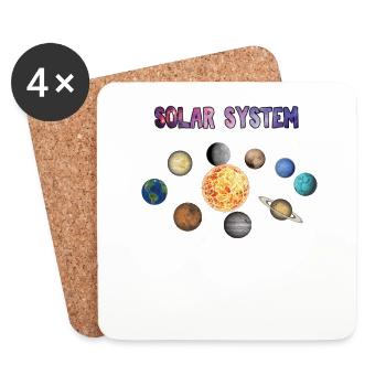 Planètes de système solaire - Dessous de verre (lot de 4) - blanc - Devant