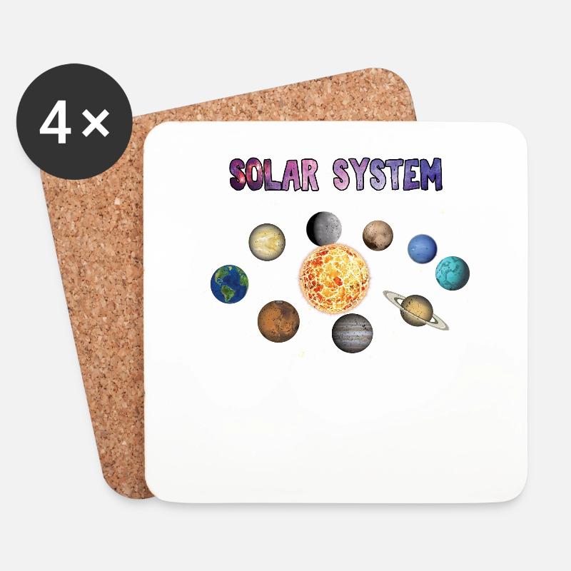 Solar Sytem Planeten - Untersetzer (4er-Set) - Weiß