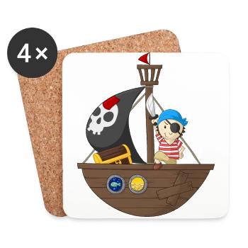 Little pirate with his ship - Coasters (set of 4) - white - Front