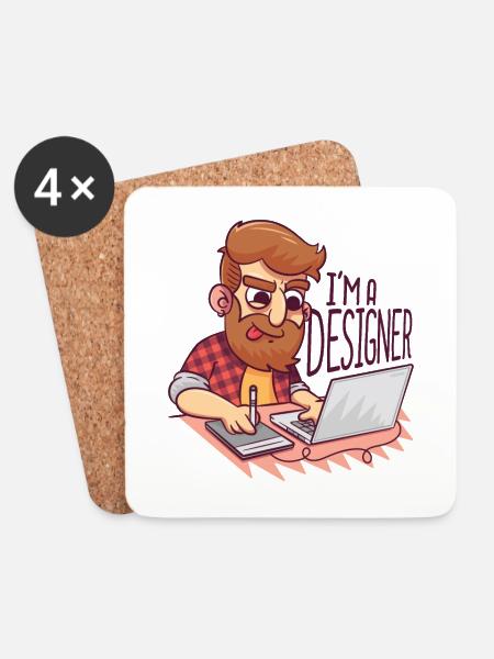 Ich bin Designer - I am a designer - Untersetzer (4er-Set) - Weiß