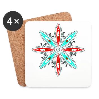 Kayak Kayak Canoe Paddling Circle Sport Gift - Coasters (set of 4) - white - Front