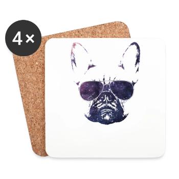 Frenchie French Bulldog Neon All Gift - Coasters (set of 4) - white - Front