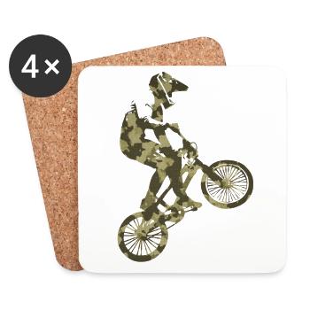BMX camouflage green - Coasters (set of 4) - white - Front