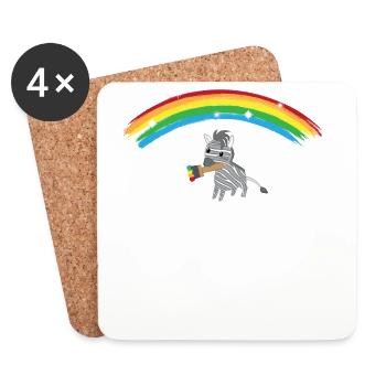 Zebra - Zebras - Zebrafan - LGBT - Glitzer - Untersetzer (4er-Set) - Weiß - Vorne