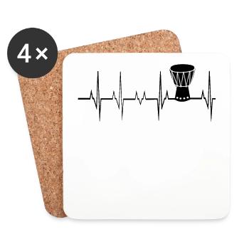 Heartbeat Djembe - Coasters (set of 4) - white - Front