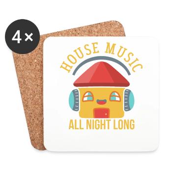 HOUSE MUSIC : House Music All Night Long - Dessous de verre (lot de 4) - blanc - Devant