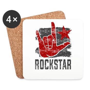 Rock Star Rock N Roll Hand Horn - Untersetzer (4er-Set) - Weiß - Vorne