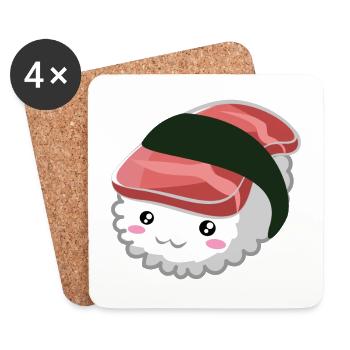 Sweet Salmon Nigiri Sushi - Coasters (set of 4) - white - Front
