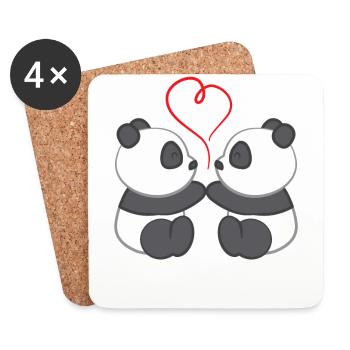 Panda - Panda T-Shirt - Pandamotiv - Liebe - Untersetzer (4er-Set) - Weiß - Vorne