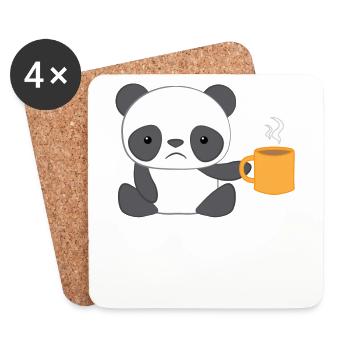 Panda - Panda T-Shirt - Pandamotiv - Morgenmuffel - Untersetzer (4er-Set) - Weiß - Vorne
