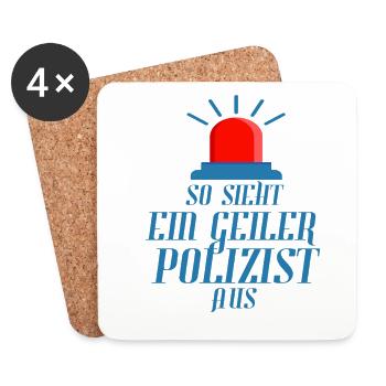 Policewoman - policeman - police - Coasters (set of 4) - white - Front