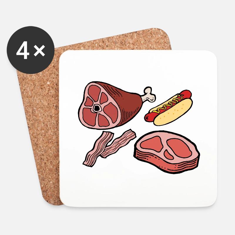 Fleisch - Untersetzer (4er-Set) - Weiß
