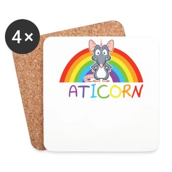 Cadeau de licorne de rat de Raticorn - Dessous de verre (lot de 4) - blanc - Devant