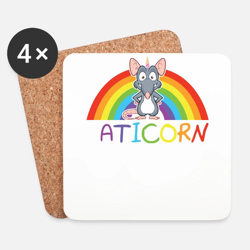 Raticorn Ratte Einhorn Geschenk - Untersetzer (4er-Set) - Weiß