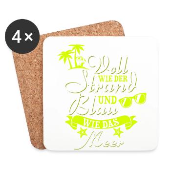 Voll wie der Strand und blau wie das Meer - Untersetzer (4er-Set) - Weiß - Vorne