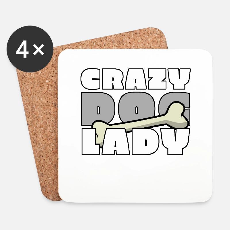 Crazy Dog Lady - Untersetzer (4er-Set) - Weiß